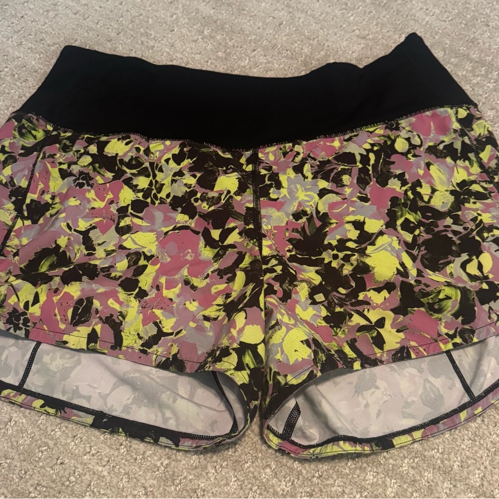Lululemon Speed-Up High Rise Short 4” - Black, Pink, Yellow